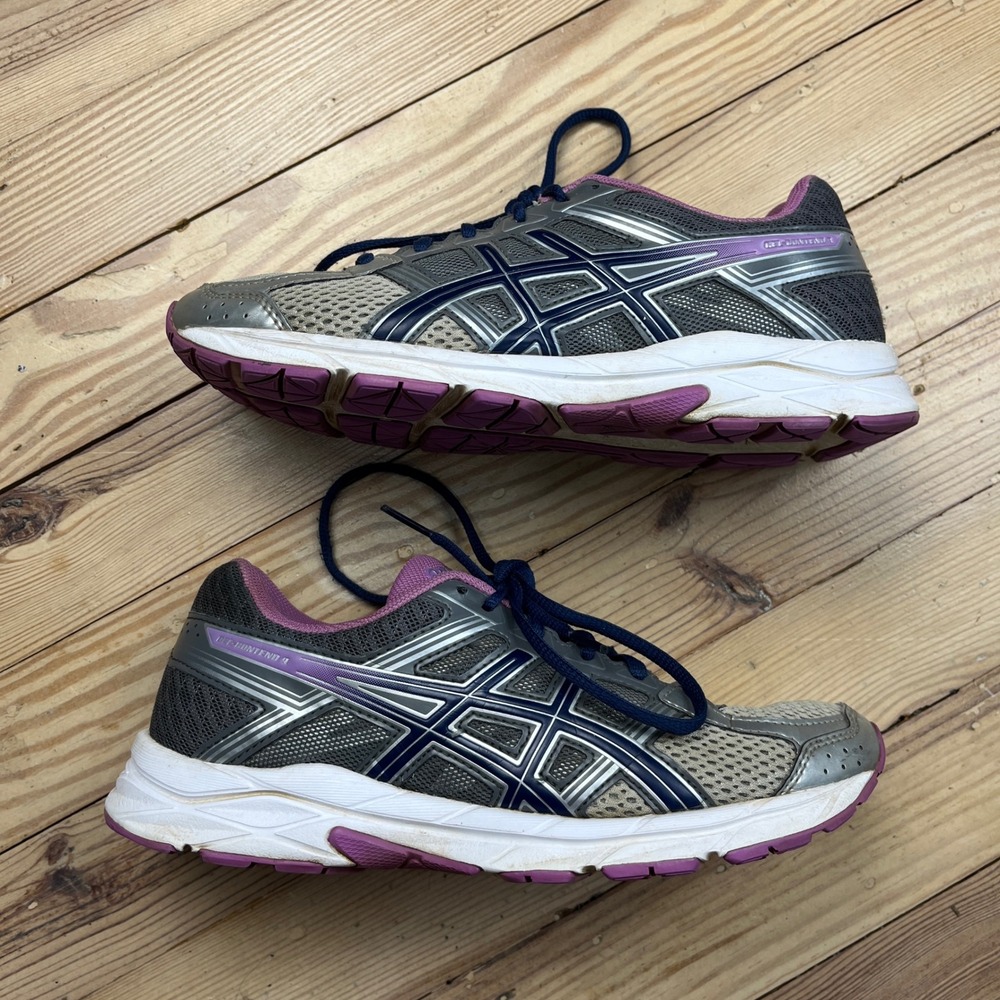 Asics Gel-Contend 4 Womens Running Shoes Grey Purple Silver athletic Size 6.5 - Picture 2 of 9